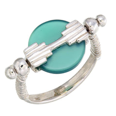 MINI AURORA SWIVEL RING GREEN ONYX - SILVER