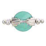 MINI AURORA SWIVEL RING GREEN ONYX - SILVER