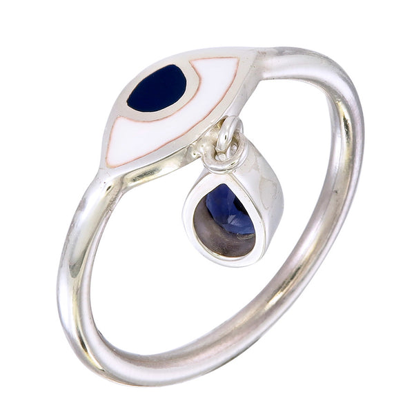 BEJEWELLED EYE RING IOLITE - SILVER