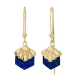 MINI DECO DAISY- PULL THROUGH EARRINGS - LAPIS LAZULI - GOLD