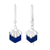 MINI DECO DAISY- PULL THROUGH EARRINGS - LAPIS LAZULI - SILVER