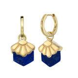 MINI DECO DAISY- HOOP EARRINGS - LAPIS LAZULI - GOLD