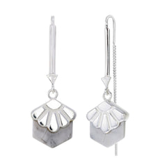 MINI DECO DAISY- PULL THROUGH EARRINGS - HOWLITE - SILVER