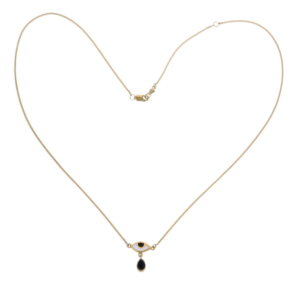 BEJEWELLED EYE NECKLACE BLACK ONYX - GOLD