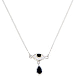 BEJEWELLED EYE NECKLACE BLACK ONYX - SILVER