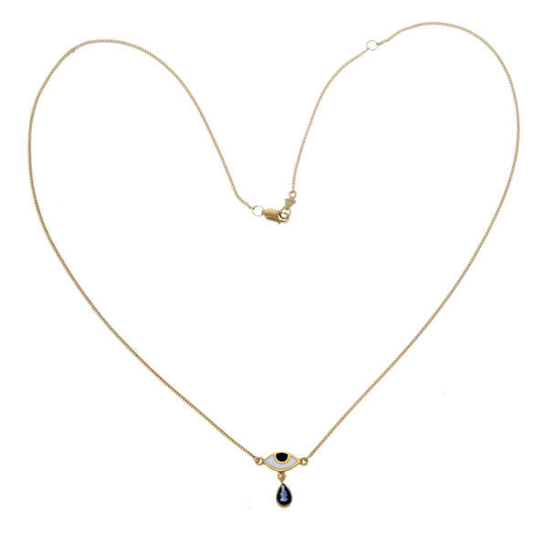 BEJEWELLED EYE NECKLACE IOLITE - GOLD