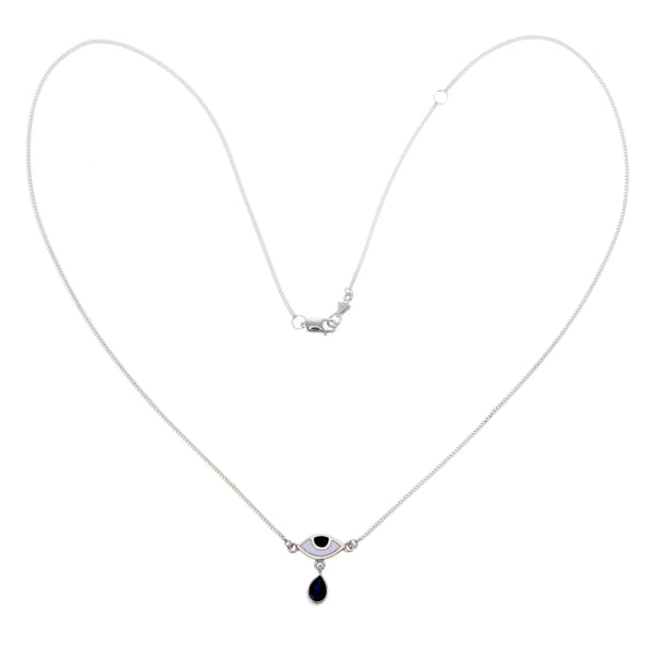 BEJEWELLED EYE NECKLACE IOLITE - SILVER