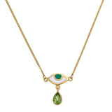 BEJEWELLED EYE NECKLACE PERIDOT - GOLD