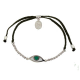 CHAIN & CORD EYE PROTECTION BRACELET - OLIVE GREEN - SILVER