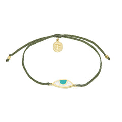 EYE PROTECTION BRACELET - OLIVE GREEN - GOLD plated sterling silver by tiger frame jewellery