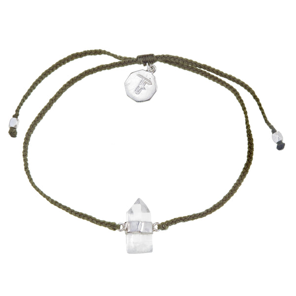 QUARTZ CRYSTAL BRACELET - olive green - on sterling silver by tiger frame jewellery