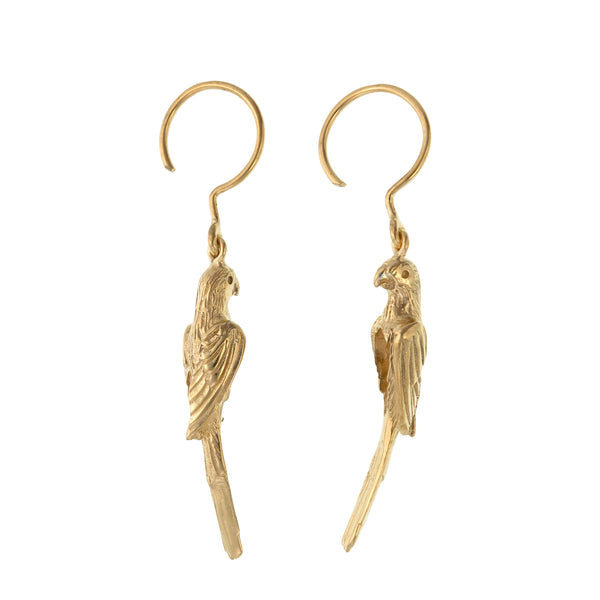 PARROT HOOK EARRINGS - GOLD plate on sterling silver by tiger frame jewellery