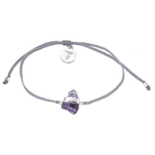 ROUGH AMETHYST CRYSTAL BRACELET - PASTEL GREY - STERLlng silver by tiger frame jewellery