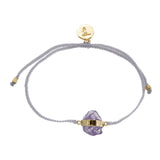 ROUGH AMETHYST CRYSTAL BRACELET - PASTEL GREY - gold plate on STERLlng silver by tiger frame jewellery