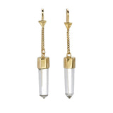 QUARTZ CRYSTAL POINT PULL THROUGH EARRINGS - GOLD plate on sterling silver by tiger frame jewellery