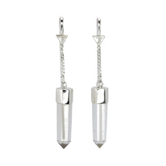 QUARTZ CRYSTAL POINT PULL THROUGH EARRINGS - sterling silver by tiger frame jewellery