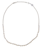 MINI PEARLS - HAND KNOTTED BEAD AND CHAIN NECKLACE - PALE PINK CORD - SILVER