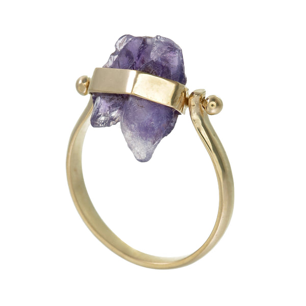 ROUGH AMETHYST SWIVEL RING - gold plate on sterling silver by tiger frame jewellery