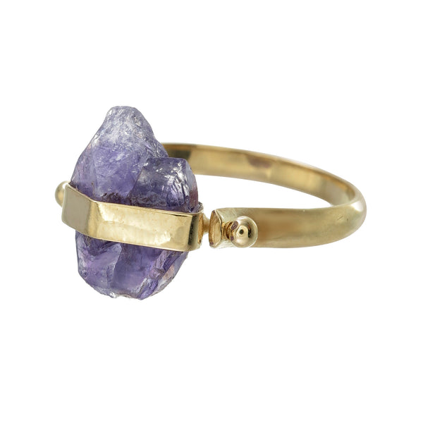 ROUGH AMETHYST SWIVEL RING - gold plate on sterling silver by tiger frame jewellery