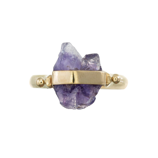ROUGH AMETHYST SWIVEL RING - gold plate on sterling silver by tiger frame jewellery