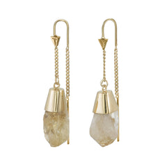 ROUGH CITRINE PULL THROUGH EARRINGS - GOLD plate on sterling silver by tiger frame jewellery