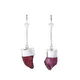 GARNET CRYSTAL PULL THROUGH EARRINGS - sterling silver by tiger frame jewellery