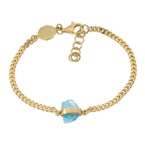 ROUGH GEM CHAIN BRACELET - APATITE - GOLD