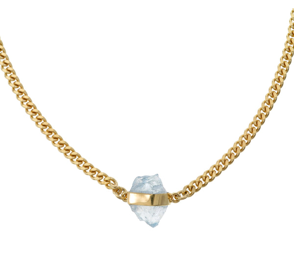 ROUGH GEM NECKLACE - AQUAMARINE - GOLD