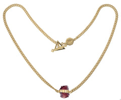 ROUGH GEM NECKLACE - GARNET - GOLD