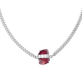 ROUGH GEM NECKLACE - GARNET - SILVER
