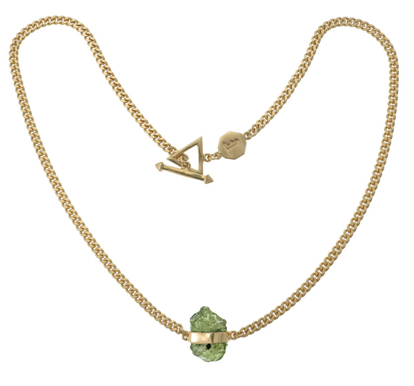 ROUGH GEM NECKLACE - PERIDOT - GOLD