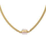 ROUGH GEM NECKLACE - ROSE QUARTZ - GOLD