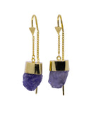 IOLITE CRYSTAL PULL THROUGH EARRINGS - gold plate on Sterling silver by tiger frame jewellery
