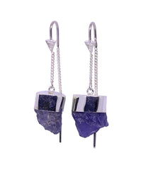 IOLITE CRYSTAL PULL THROUGH EARRINGS - Sterling silver by tiger frame jewellery