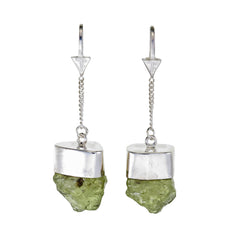 PERIDOT CRYSTAL PULL THROUGH EARRINGS - sterling silver by tiger frame jewellery