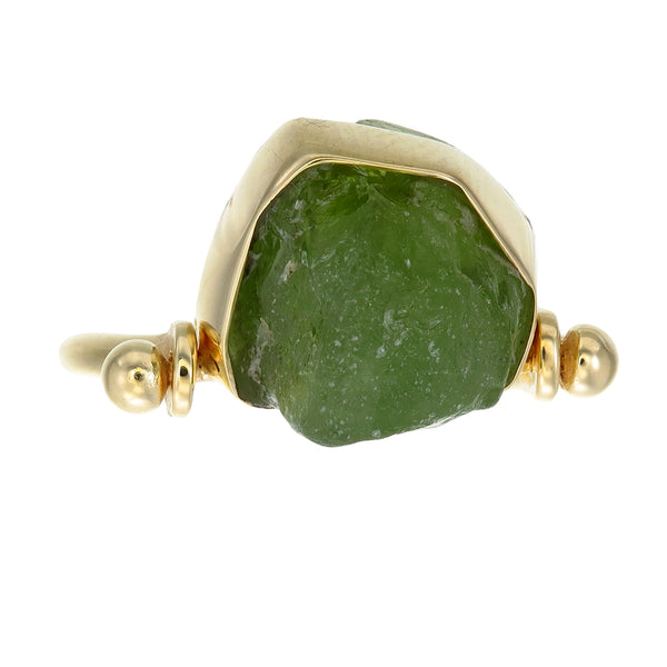 ROUGH PERIDOT SWIVEL RING - GOLD