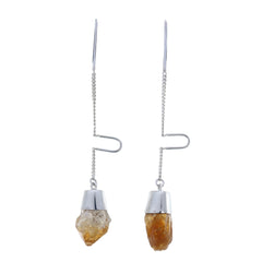 ROUGH CITRINE PULL THROUGH EARRINGS -  sterling silver by tiger frame jewellery