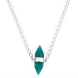GREEN ONYX SHORT NECKLACE - SILVER