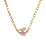 ROSE QUARTZ SHORT NECKLACE - GOLD