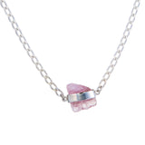 ROSE QUARTZ SHORT NECKLACE - SILVER