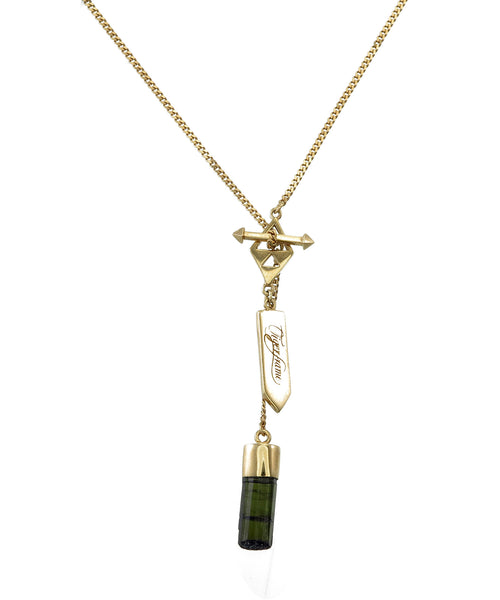 SMALL CRYSTAL NECKLACE - BLACK TOURMALINE - GOLD plate on sterling silver by tiger frame jewellery