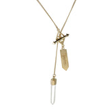 SMALL CRYSTAL NECKLACE - QUARTZ POINT - GOLD