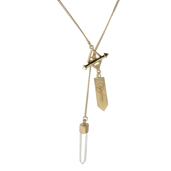 SMALL CRYSTAL NECKLACE - QUARTZ POINT - GOLD