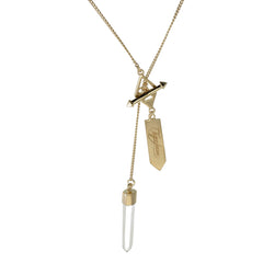 SMALL CRYSTAL NECKLACE - QUARTZ POINT - GOLD