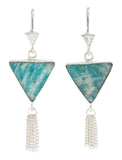 SPLENDOUR TASSEL PULL THROUGH EARRINGS - AMAZONITE - sterling silver by tiger frame jewellery