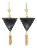 SPLENDOUR TASSEL PULL THROUGH EARRINGS - BLACK ONYX - gold plate on STERLING silver by tiger frame jewellery