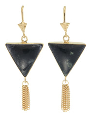SPLENDOUR TASSEL PULL THROUGH EARRINGS - BLACK ONYX - gold plate on STERLING silver by tiger frame jewellery