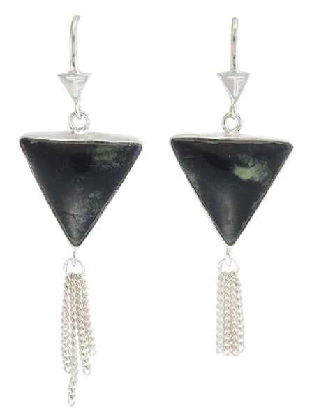 SPLENDOUR TASSEL PULL THROUGH EARRINGS - BLACK ONYX - STERLING silver by tiger frame jewellery