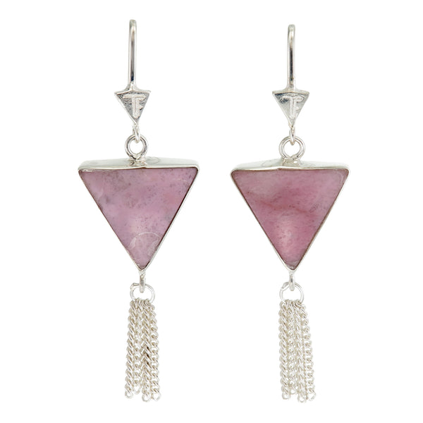 SPLENDOUR TASSEL PULL THROUGH EARRINGS - RHODONITE - sterling silver by tiger frame jewellery