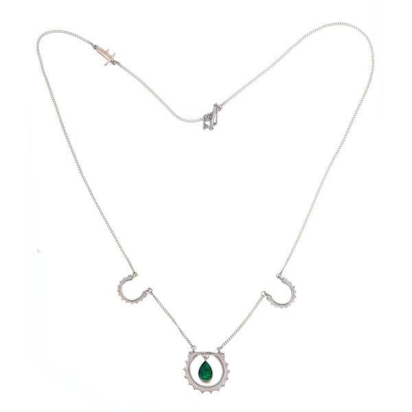 SUNRISE NECKLACE GREEN ONYX - SILVER